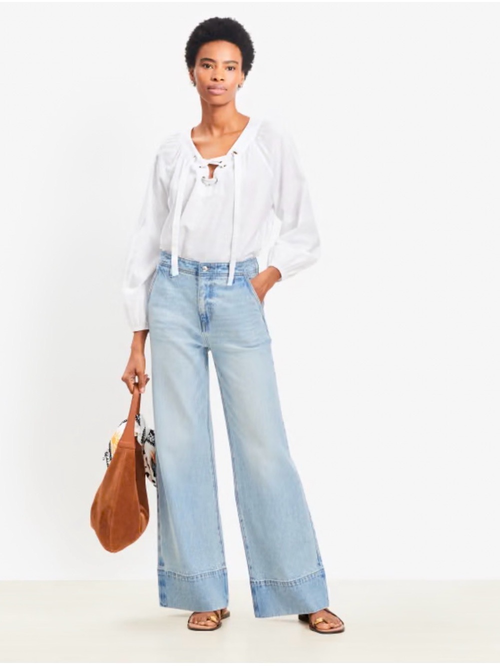 LOFT Light Blue Wide-Leg High-Rise Jeans